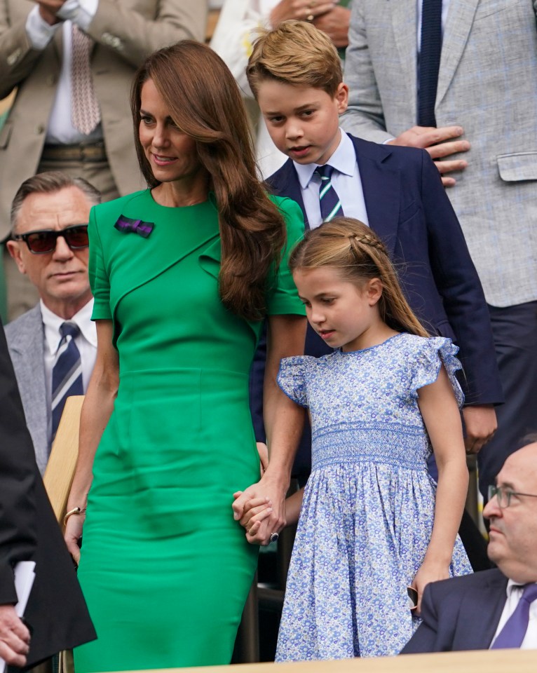 The Prince and Princess of Wales with their children, Prince George and Princess Charlotte, at Wimbledon.