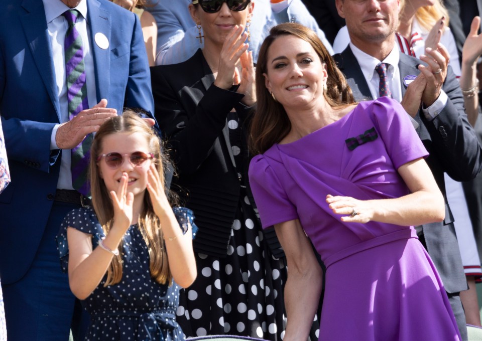 Princess Catherine, Princess Charlotte, and Pippa Middleton at Wimbledon.