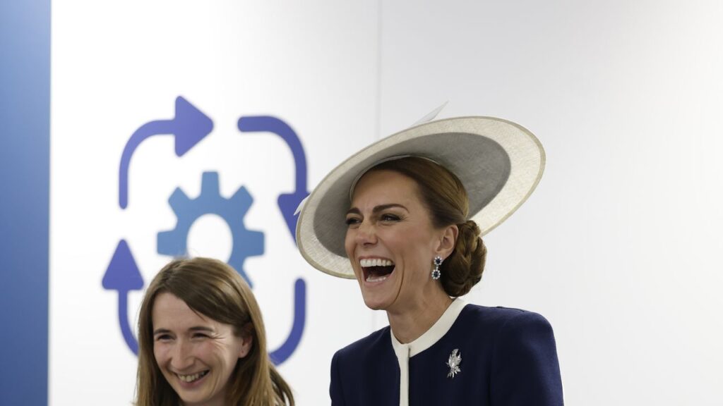 A lesson in literal dressing: Kate Middleton, the Duchess of Rothesay, wears nautical navy to attend the naming ceremony of HMS Glasgow alongside Prince William A lesson in literal dressing: Kate Middleton, the Duchess of Rothesay, wears nautical navy to attend the naming ceremony of HMS Glasgow alongside Prince William