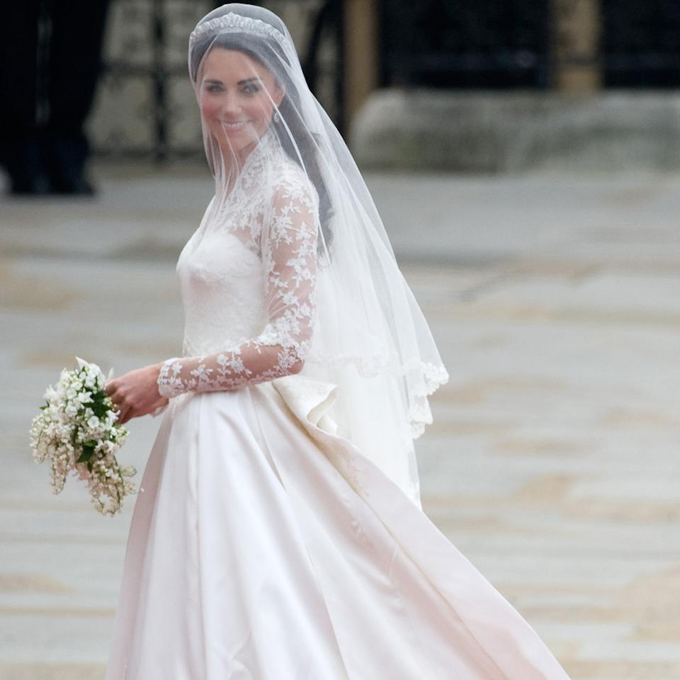 Kate Middleton wearing her wedding dress.