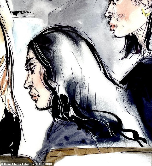 Nailed it? Kylie Jenner as she appears in the court sketch on Day One of the trial