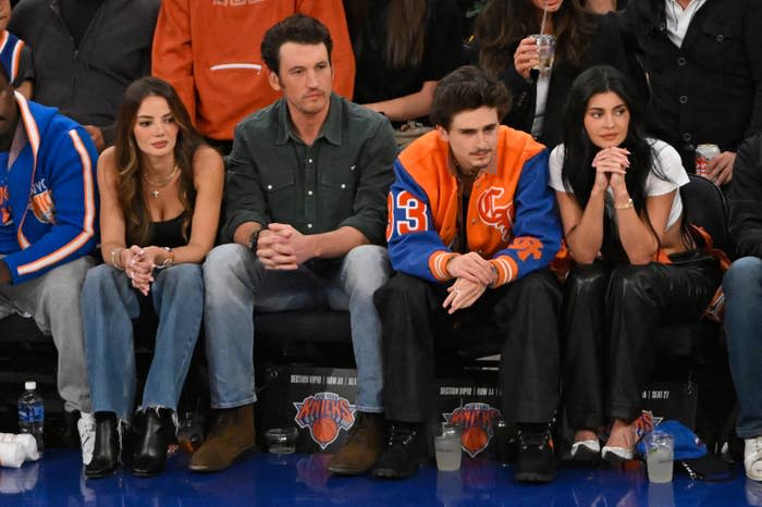 Timothée Chalamet and Kylie Jenner at a Knicks game