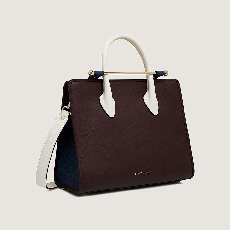 Midi Tote - Burgundy/navy/vanilla