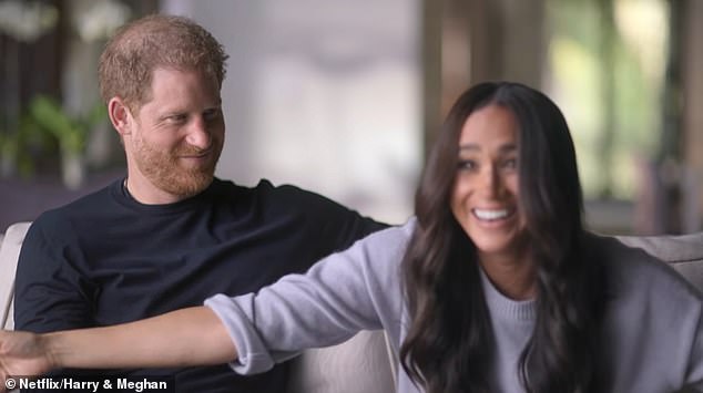 Recounting the 'intense' moment meeting the Queen during her Netflix docuseries, Meghan performed a deeply exaggerated curtsy as her husband Harry watched on