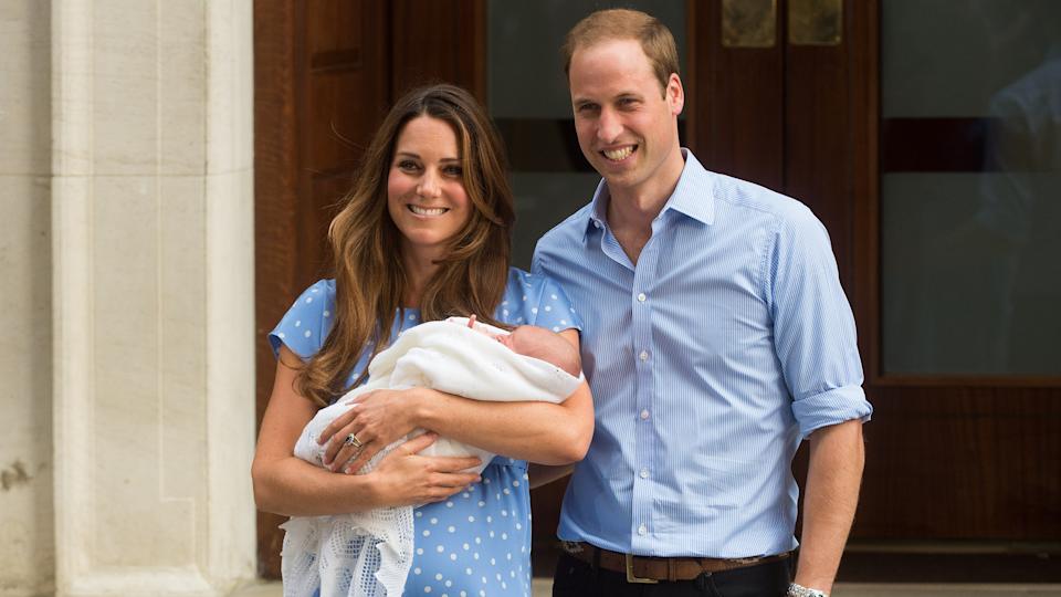 Prince William and Kate leave The Lindo Wing of St Mary's Hospital with Prince George in 2013
