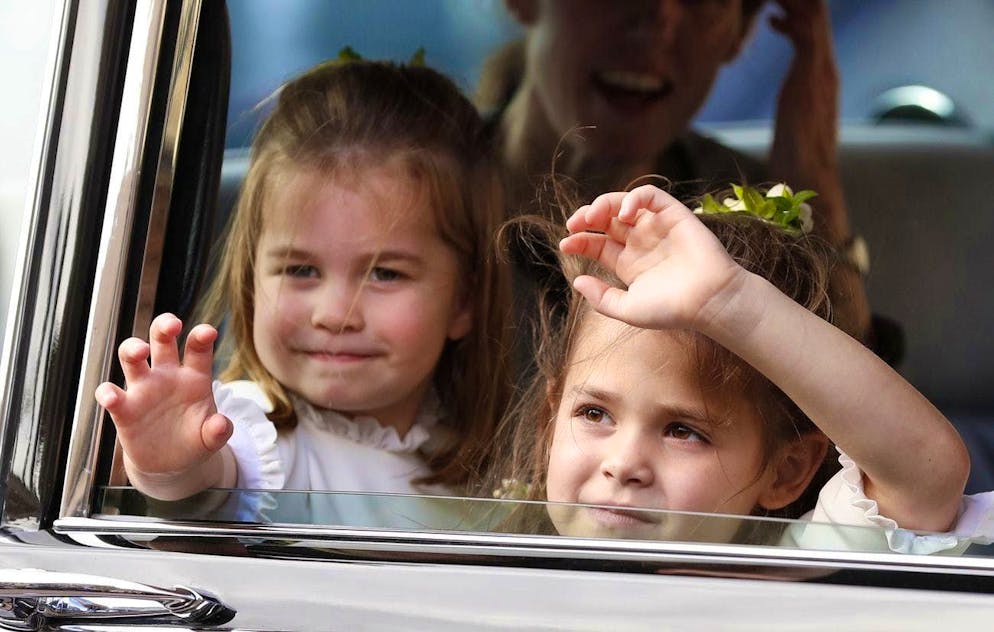 Princess Charlotte's 10th birthday. Flower arrangements: Princess Charlotte at Eugenie's wedding.