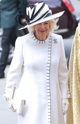 Chris Jackson/Getty Queen Camilla attends the Thanksgiving Service to mark the 80th anniversary of VE Day at Westminster Abbey on May 08, 2025