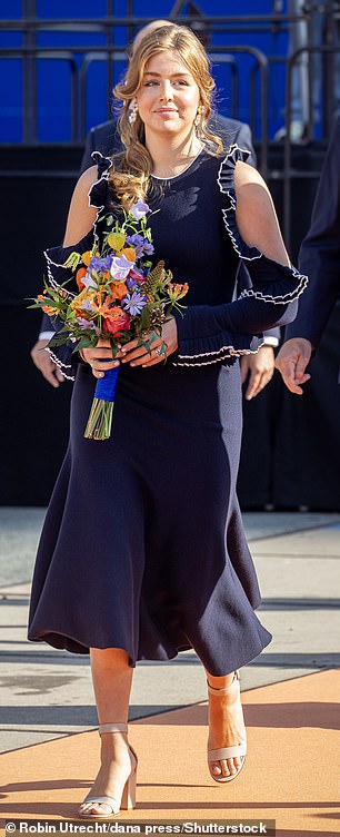 Princess Alexia of the Netherlands at the Wilhelminakade in the harbor in Rotterdam in September 2023