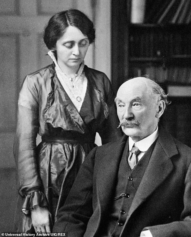Thomas Hardy (1840-1928) British poet, novelist and dramatist with his second wife, Florence