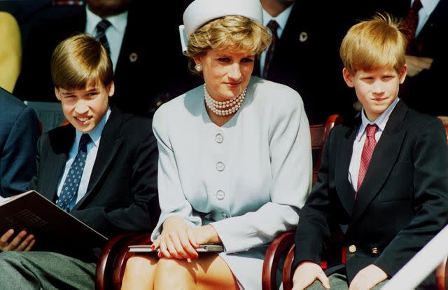 Getty Prince William, Princess Diana, and Prince Harry on May 7, 1995