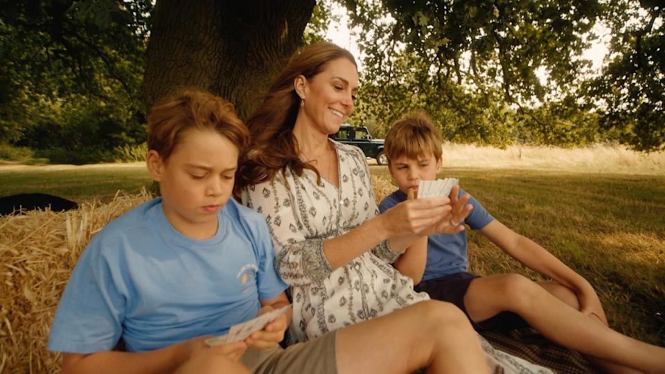 PHOTO: Michael Middleton is seen playing cards with his grandchildren and son-in-law, Prince William, in this video shared by Kensington Palace on Sept. 9, 2024. (Kensington Palace/Will Warr)