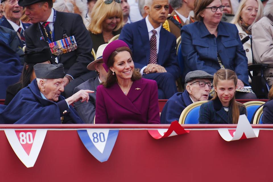 Veteran Bernard Morgan, the Princess of Wales and Princess Charlotte (Ben Birchall/PA Wire)