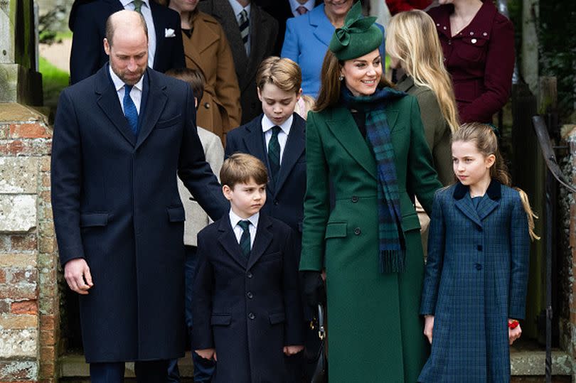 The Prince and Princess of Wales with Prince George, Princess Charlotte, and Prince Louis (front)