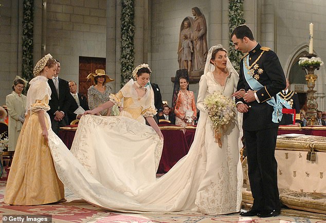 Then heir to the throne, Felipe married news anchor Letizia Ortiz Rocasolano in a glittering ceremony at Madrid's Almudena Cathedral on May 22, 2004
