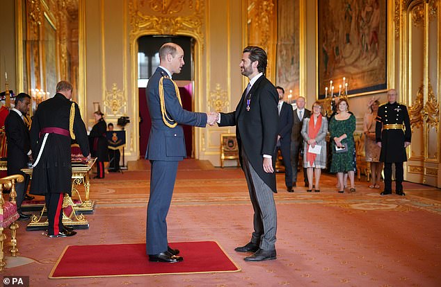 Mr Knauf is made a Lieutenant of the Royal Victorian Order by the Prince of Wales at Windsor Castle in 2023