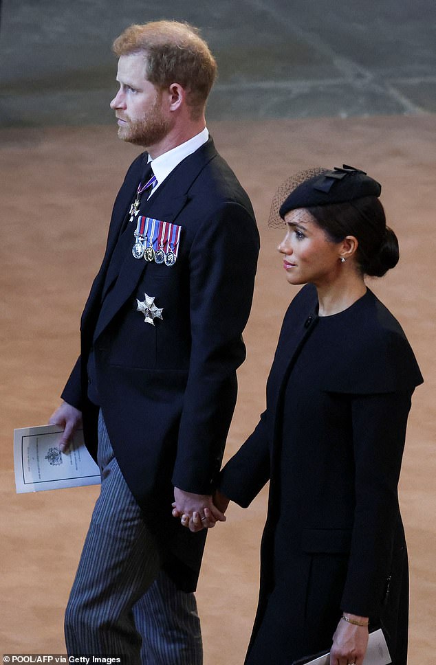 The couple started as they meant to go on with the hand holding and even at the reception of Queen Elizabeth's coffin at Westminster Hall they were spotted hand in hand