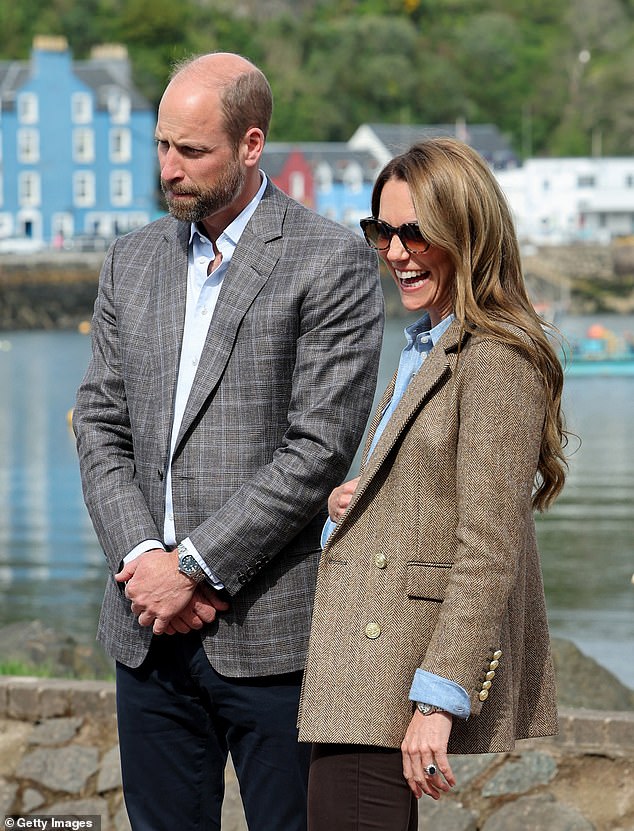 Catherine and William visited an artisan market in Tobermory on the island, which saw glorious weather for the royal visit