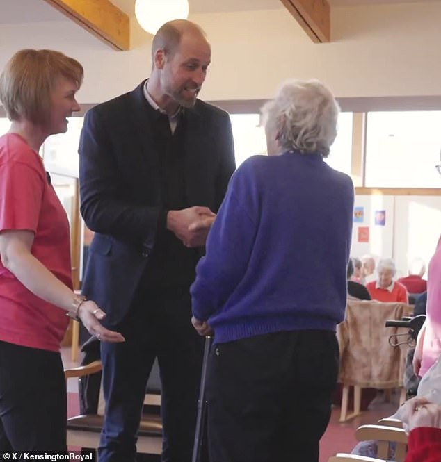 The short collection of clips showed William greeting Christina by shaking her hand along with the pair laughing together while in conversation