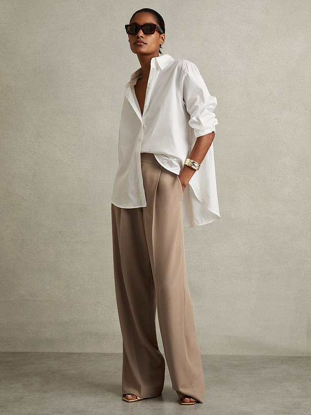 White shirt, £140, and tailored trousers, £128 (reiss.com)