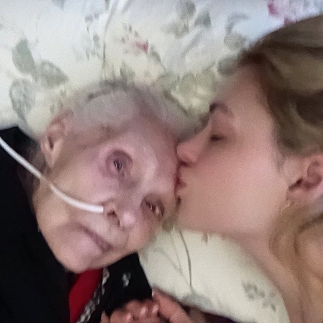 Nicola kisses her late grandmother Gina in a photo she posted on Instagram