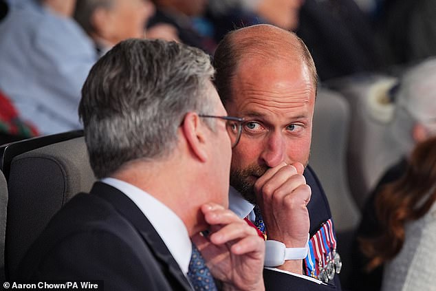 The Prince and Prime Minister appeared to be in deep conversation as they exchanged greetings
