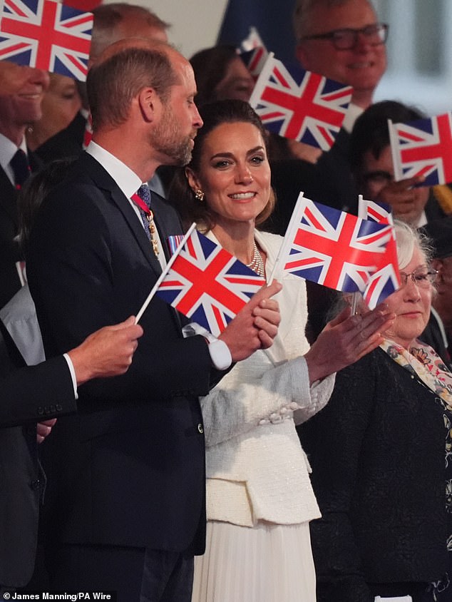 The Prince and Princess of Wales pictured during the concert celebrating the 80th Anniversary of VE Day