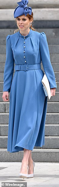 Beatrice wore the blue structured Beulah at the Platinum Jubilee Service at St Paul's in 2022