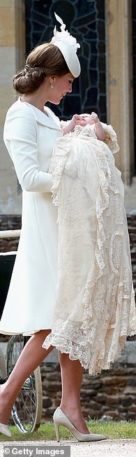 The then Duchess of Cambridge was a dream in cream at Princess Charlotte's christening in Norfolk in July 2015