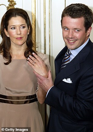 Crown Prince Frederik popped the question to Mary Donaldson in 2003 with a patriotic coloured diamond and ruby ring