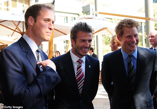 The sports star is long known to have links with the royal family - but after years of what is believed to be a closer friendship, the Beckhams are understood to have fallen out with Prince Harry and Meghan Markle, in a 'spat' which seemingly dates back to 2018. David pictured with William and Harry in 2010
