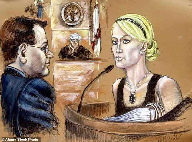 Paris Hilton appeared in court in Los Angeles in 2007 for violating her probation and the socialite was no doubt upset by the way she had been rendered in the sketch