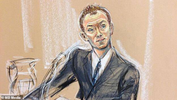 Jude Law's court sketch, showing him dressed in a dark suit with a spotty tie, bared little resemblance to his actual appearance - other than his famous widow's peak hairline