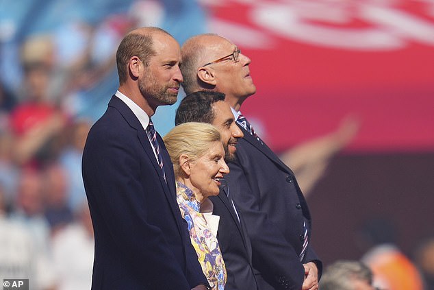 After William was done shaking hands with players, 'God Save the King' rang around Wembley