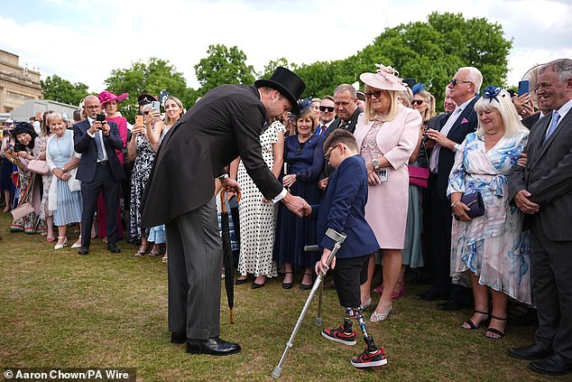 Also at today's garden party was Tony Hudgell, the double amputee from Kent who missed the King's garden party last year due to a traffic jam
