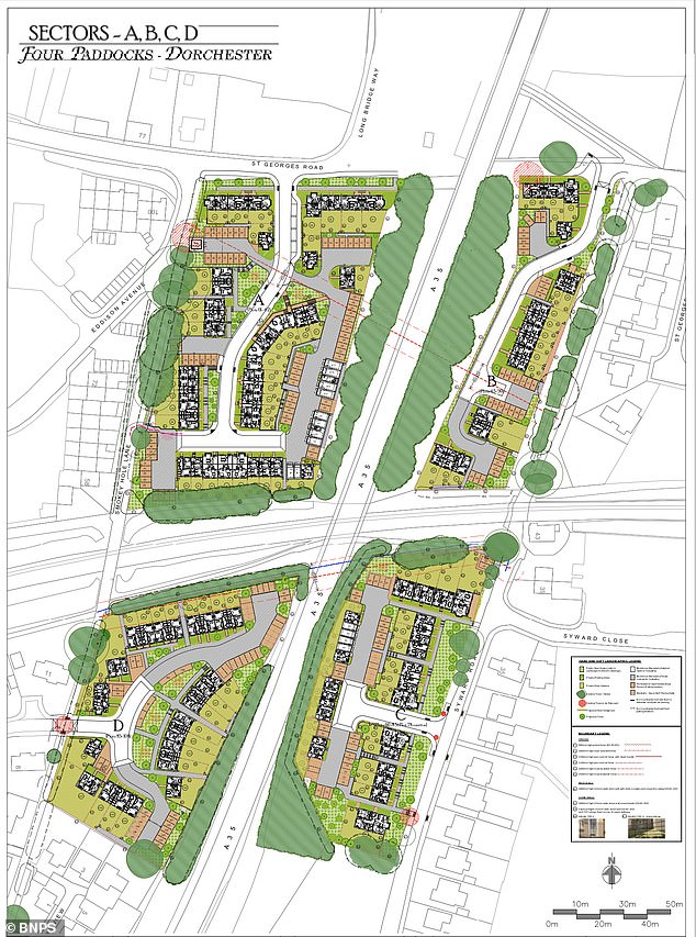 Pictured are the plans for the new housing which have now been given the go-ahead - the creator of Downton Abbey has said those behind them have 'no appreciation of history'