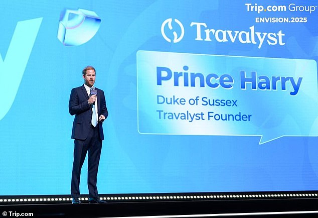 The Duke of Sussex made the trip for a tourism conference in Shanghai yesterday