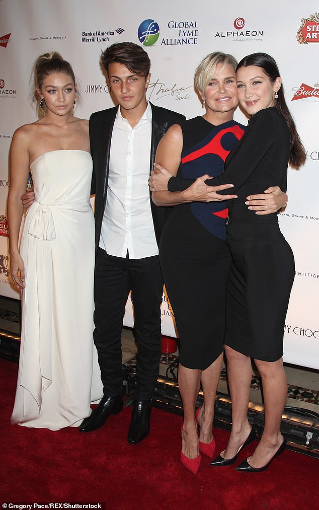 Yolanda pictured with her three children - Gigi, Bella and Anwar - in 2015. She was married to David for six years