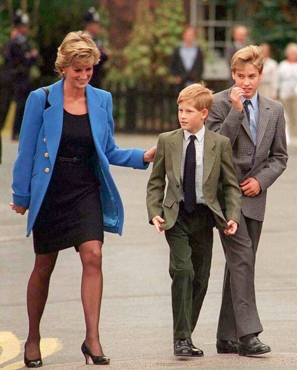Diana with her sons, Harry and William