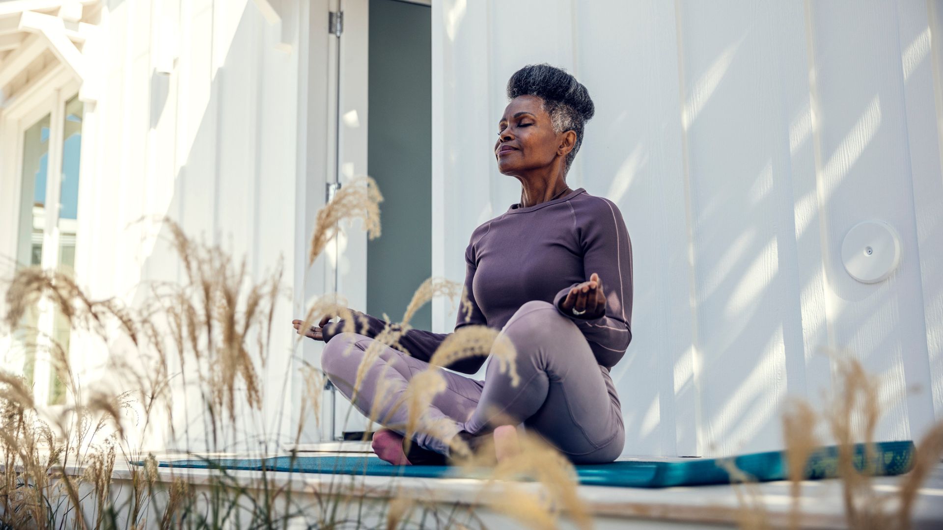 A lady meditates