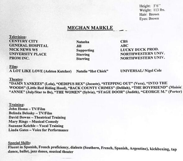 Meghan Markle's old CV