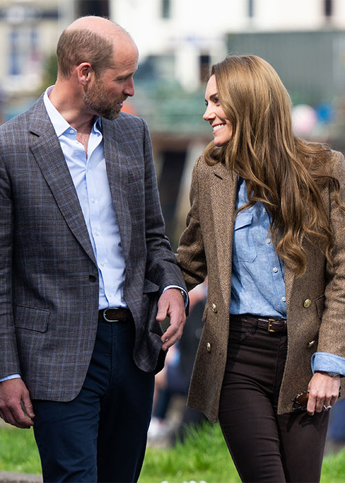 Prince William, Prince of Wales, known as the Duke of Rothesay when in Scotland and Catherine, Princess of Wales, known as the Duchess of Rothesay when in Scotland visit to a local market. Pic: WireImage