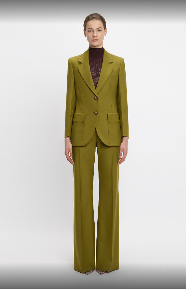 The outfit Catherine, Princess of Wales wore to give the award: the Victoria Beckham Patch Pocket Jacket in Willow, £1340
