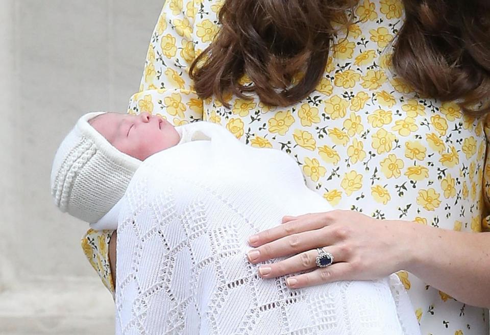 PHOTO: Catherine, Duchess of Cambridge and Prince William, Duke of Cambridge depart the Lindo Wing with their newborn daughter Princess Charlotte at St Mary's Hospital, May 2, 2015, in London. (Chris Jackson/Getty Images)