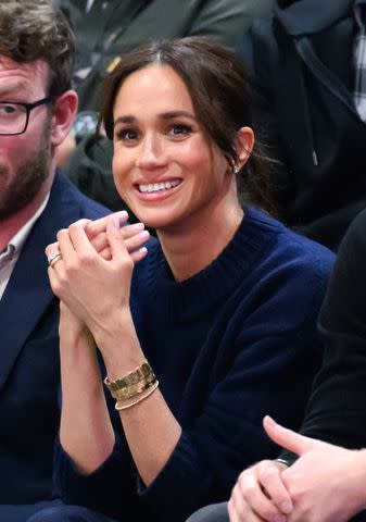 Meghan Markle wearing the Valencia Key Joy bracelet on February 9, 2025