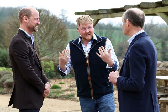 Darren Staples - WPA Pool/Getty Prince William, Kaleb Cooper and Charlie Ireland during an event for the Duchy of Cornwall's next generation of farming tenants on March 26, 2025 in Pensford, England.