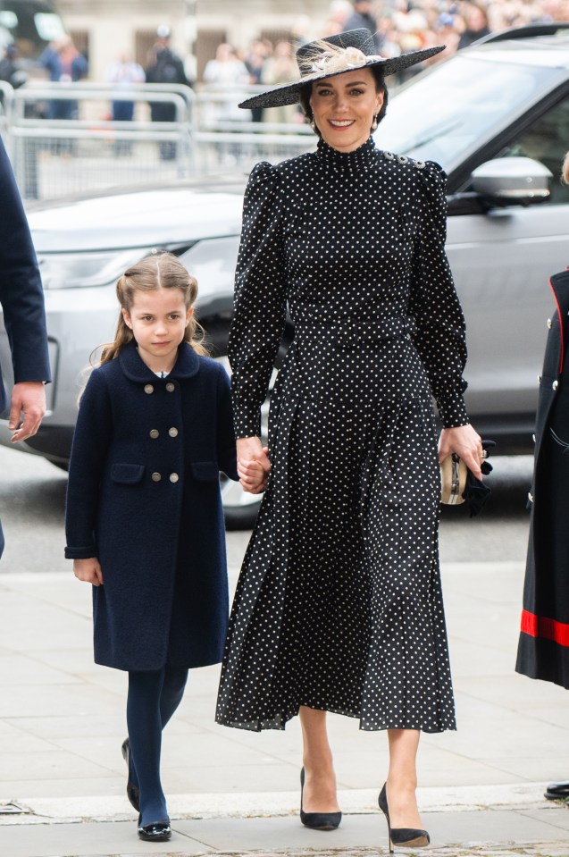 Catherine, Duchess of Cambridge, and Princess Charlotte attending a memorial service.