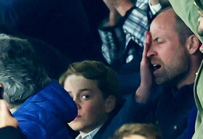 Prince William reacts to a goal during a PSG vs Aston Villa Champions League match.