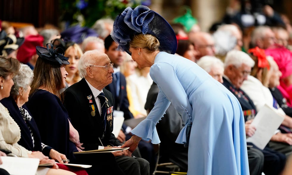 london, england may 8: sophie, duchess of edinburgh speaks with veterans and guests attending a service of thanksgiving at westminster abbey in london on the 80th anniversary of ve day on may 8, 2025 in london, england. the king and queen, joined by members of the royal family, will take part in events from may 5th to may 8th to commemorate the 80th anniversary of ve day, which signalled the end of the second world war in europe. (photo by jordan pettitt wpa pool/getty images) london, england may 8: sophie, duchess of edinburgh speaks with veterans and guests attending a service of thanksgiving at westminster abbey in london on the 80th anniversary of ve day on may 8, 2025 in london, england. the king and queen, joined by members of the royal family, will take part in events from may 5th to may 8th to commemorate the 80th anniversary of ve day, which signalled the end of the second world war in europe. (photo by jordan pettitt wpa pool/getty images)