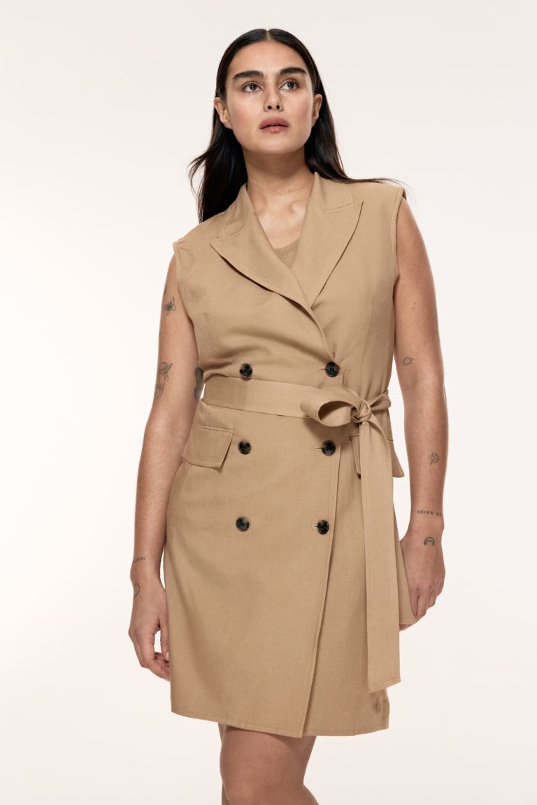 Linen-Blend Jacket Dress