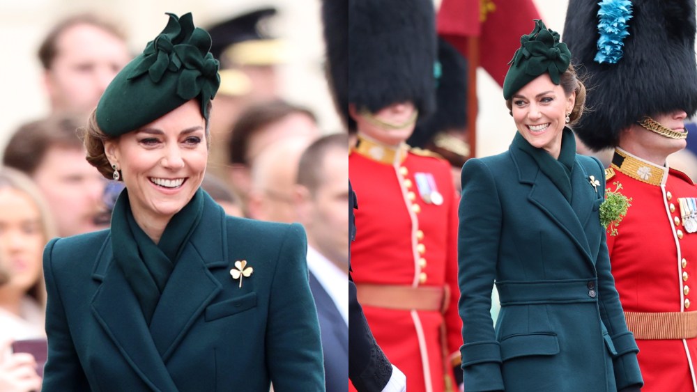 Kate Middleton Goes Green in Alexander McQueen for St. Patrick’s Day Kate Middleton during the 2025 Irish Guards' St. Patrick's Day Parade at Wellington Barracks on March 17 in London.